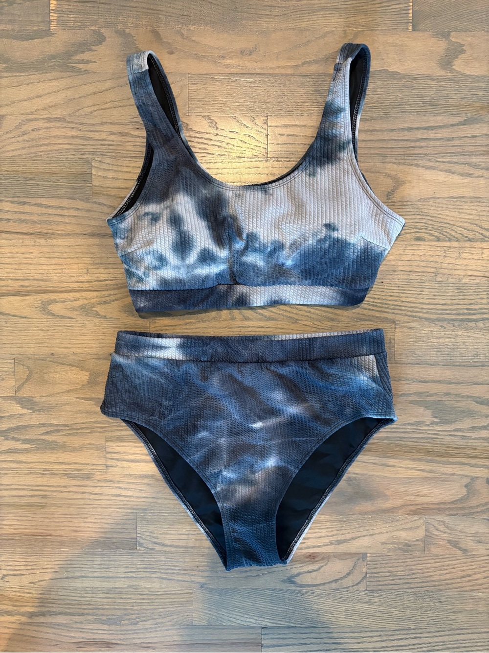 Tie-Dye Ribbed Bikini Set - Blue Gray